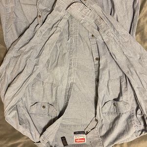 long button down denim shirt